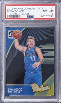 2018/19 Donruss Optic The Rookies Gold #3 Luka Doncic Rookie Card (#03/10) - PSA NM-MT 8